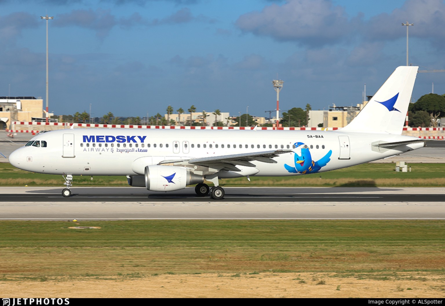MedSky Airbus A320-214, registration 5A-BAA