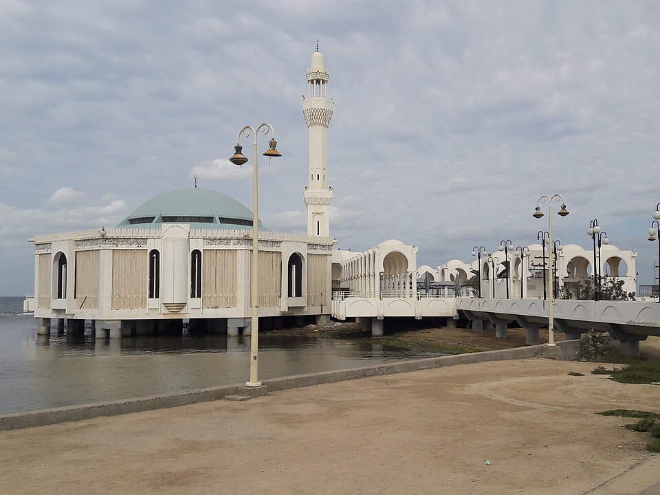 Al-Rahmah Mosque on the waterfront in Jeddah, Saudi Arabia